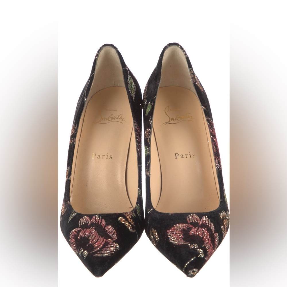 Christian Louboutin Black Floral Heels- NWT - Picture 4 of 10